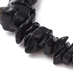 Natürliches Obsidian-Chips-Perlenarmband&nbsp;X-BJEW-JB09686-04