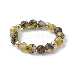 3 Stück natürliche Achat facettierte runde Stretch-Fingerringe&nbsp;RJEW-JR00637