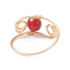 Runder geflochtener Fingerring aus natürlichen Edelsteinen&nbsp;RJEW-JR00502
