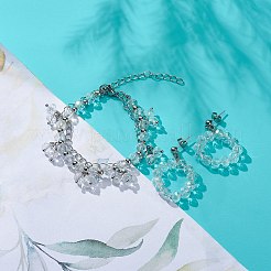 Ohrstecker mit Glasbrautperlen und mehrsträngigem Armband&nbsp;SJEW-JS01257