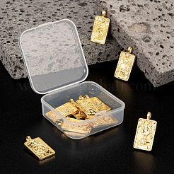 10pcs 1 colgantes de la tarjeta del tarot de la circonio cúbico clara micro pave de latón del estilo&nbsp;ZIRC-LS0001-01G