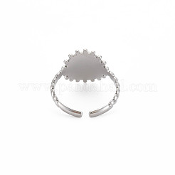 Anello polsino aperto piatto rotondo in acciaio inossidabile 304 anti-ossidazione con lettera iniziale per uomo e donna&nbsp;RJEW-S405-246P-Z