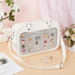 Schultertaschen aus PU-Leder und Kunststoff mit Reißverschluss und Abzeichen&nbsp;ABAG-WH0044-94A