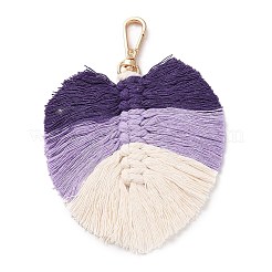 Décorations de pendentif de feuille de fil de coton macramé tressé à la main&nbsp;GLAA-K060-08KCG-04