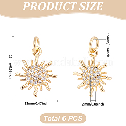 6pcs pendentifs en laiton micro pavé de zircone cubique&nbsp;KK-LP0001-40