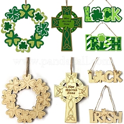 Mot de bricolage ornements en bois inachevés irlandais embellissements en bois vierges&nbsp;WOOD-C009-04