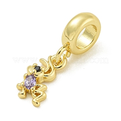 Placcatura in ottone con pavé di zirconi cubici neri e viola medi&nbsp;KK-Z067-58G