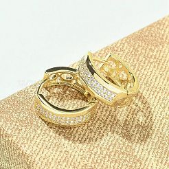 Pendientes de aro de latón con micro circonitas y cubic zirconia transparente&nbsp;EJEW-C122-04G