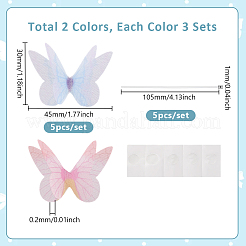 6 Set mit Schmetterlings-Kuchendekorationen aus Eisen und Papier in 2 Farben&nbsp;DIY-GA0007-53