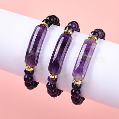 Bracelets extensibles avec perles en améthyste naturelle&nbsp;BJEW-T022-04G
