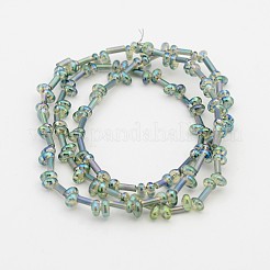 2-Loch galvanisieren Glasperle oval Stränge&nbsp;EGLA-J074-FR01