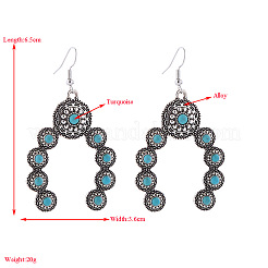 Boucles d'oreilles pendantes en alliage avec turquoise synthétique&nbsp;FS-WG5C75B-02