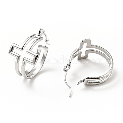 Pendientes de aro cruzados de acero inoxidable 304 antideslustre para mujer&nbsp;EJEW-G293-02P