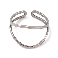 Anillos de puño de doble capa de acero inoxidable 304 que no se deslustran para mujer&nbsp;RJEW-G322-01P
