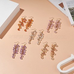 Aretes colgantes de racimo de lágrima de vidrio&nbsp;EJEW-JE05215