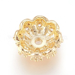 Chapeaux de perles en zircon cubique micro pavé en laiton à pétales multiples&nbsp;ZIRC-F088-038G