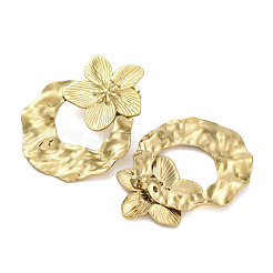 Orecchini a bottone in acciaio inossidabile 304 con tema floreale per donna&nbsp;EJEW-B110-04G-05