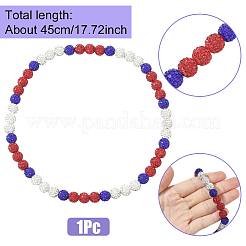 1 collana elasticizzata con perline rotonde e strass in argilla polimerica&nbsp;NJEW-SP0001-14D