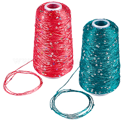 2 Rolle 2 Farben Polyester Glitzer Paillettengarn&nbsp;OCOR-CY0002-52A