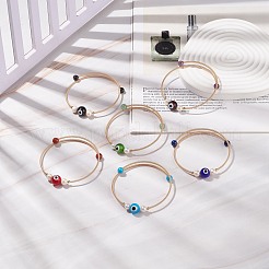 Pietra preziosa e malocchio a lume e braccialetto di perline di perle naturali&nbsp;BJEW-JB08463
