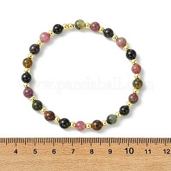 Pulseras elásticas para mujer con cuentas de turmalina multicolor natural y hematita sintética no magnética.&nbsp;BJEW-JB13941