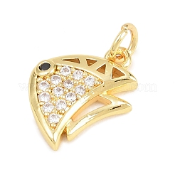 Pendentifs avec zircon cubiques à micro-pavés en laiton&nbsp;KK-D258-02G-01