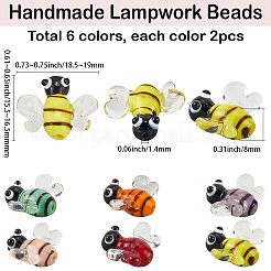 12pcs 6 Farben handgemachte Bunte Malerei-Perlen&nbsp;LAMP-SC0001-56