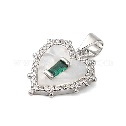 Pendentifs en forme de coquille en laiton plaqué en rack et en zircone cubique&nbsp;KK-S372-17P