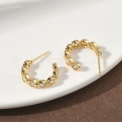 Messing Micro Pave klare Zirkonia Ohrstecker&nbsp;X-EJEW-G452-07G