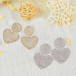 2 Paar 2-farbige Ohrstecker mit Kristall-Strass in Herzform und 925 Sterling-Silber-Stiften&nbsp;EJEW-AN0001-25