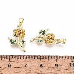 Pendentifs avec zircon cubiques à micro-pavés en laiton&nbsp;KK-T071-115G