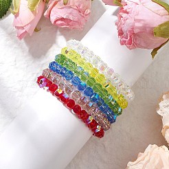Pulseras de hilo de vidrio elástico coreano con cuentas de vidrio electrochapado transparente&nbsp;BJEW-JB11687