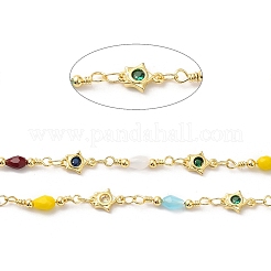 Chaînes de perles de verre en forme de larme faites à la main&nbsp;CHC-M024-17G