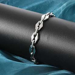 304 Edelstahl-Rhombus-Gliederkettenarmbänder für Frauen und Männer&nbsp;BJEW-F488-66P
