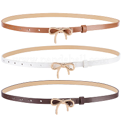 3 Stück 3 Farben Legierung Bowknot PU Leder Kettengürtel für Frauen&nbsp;AJEW-CL0003-48A