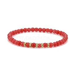 Braccialetti elastici rotondi con perline di giada naturale della Malesia (tinti).&nbsp;BJEW-JB09127