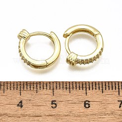 Pendientes de aro de latón con micro circonitas y cubic zirconia transparente&nbsp;EJEW-H157-08G