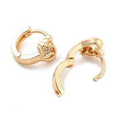 Pendientes de aro de latón chapado en cremallera con circonitas cúbicas para mujer.&nbsp;EJEW-G363-02KCG