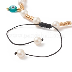 Semi di vetro e braccialetti di perle intrecciate di perle naturali&nbsp;BJEW-JB09208