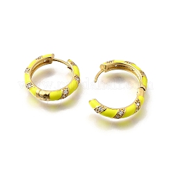 Pendientes de aro de circonita cúbica transparente con micro pavé de latón&nbsp;EJEW-H121-22G-01