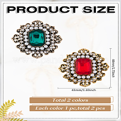 2 pz 2 colori spille di sicurezza in lega con strass in stile barocco&nbsp;JEWB-LP0001-09