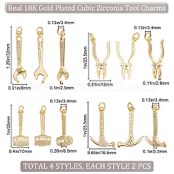 8 stücke 4 arten rack überzug messing micro pave zirkonia werkzeug anhänger&nbsp;KK-BBC0008-23