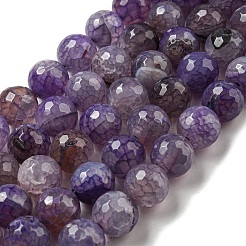 Chapelet de perles en agate veinées de dragon naturel à facettes&nbsp;G-F447-12mm-L04