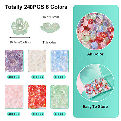 240 Stück 6 Farben UV-beschichtete Acryl-Perlenkappe&nbsp;OACR-TA0002-94
