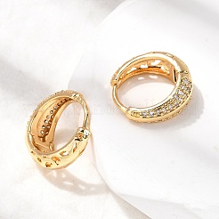 Boucles d'oreilles créoles en laiton zircon cubique micro pavé&nbsp;EJEW-F391-02G