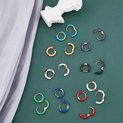 Ionenbeschichtung (IP) 9 Paar 9 Farben Emaille Huggie Creolen&nbsp;EJEW-DC0001-30