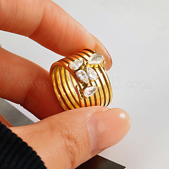 Mehrlagige Fingerringe aus Edelstahl 304 und Zirkonia&nbsp;WG62161-01