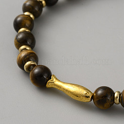 Natürlichen Tigerauge Perlen Stretch-Armbänder&nbsp;BJEW-WH0032-018
