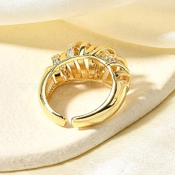 Mikropavé-Manschettenringe aus klarem Zirkonia aus Messing für Damen&nbsp;RJEW-Q008-04G