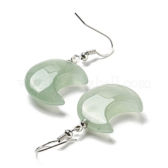 Orecchini pendenti con falce di luna e avventurina verde naturale&nbsp;EJEW-P241-01P-03